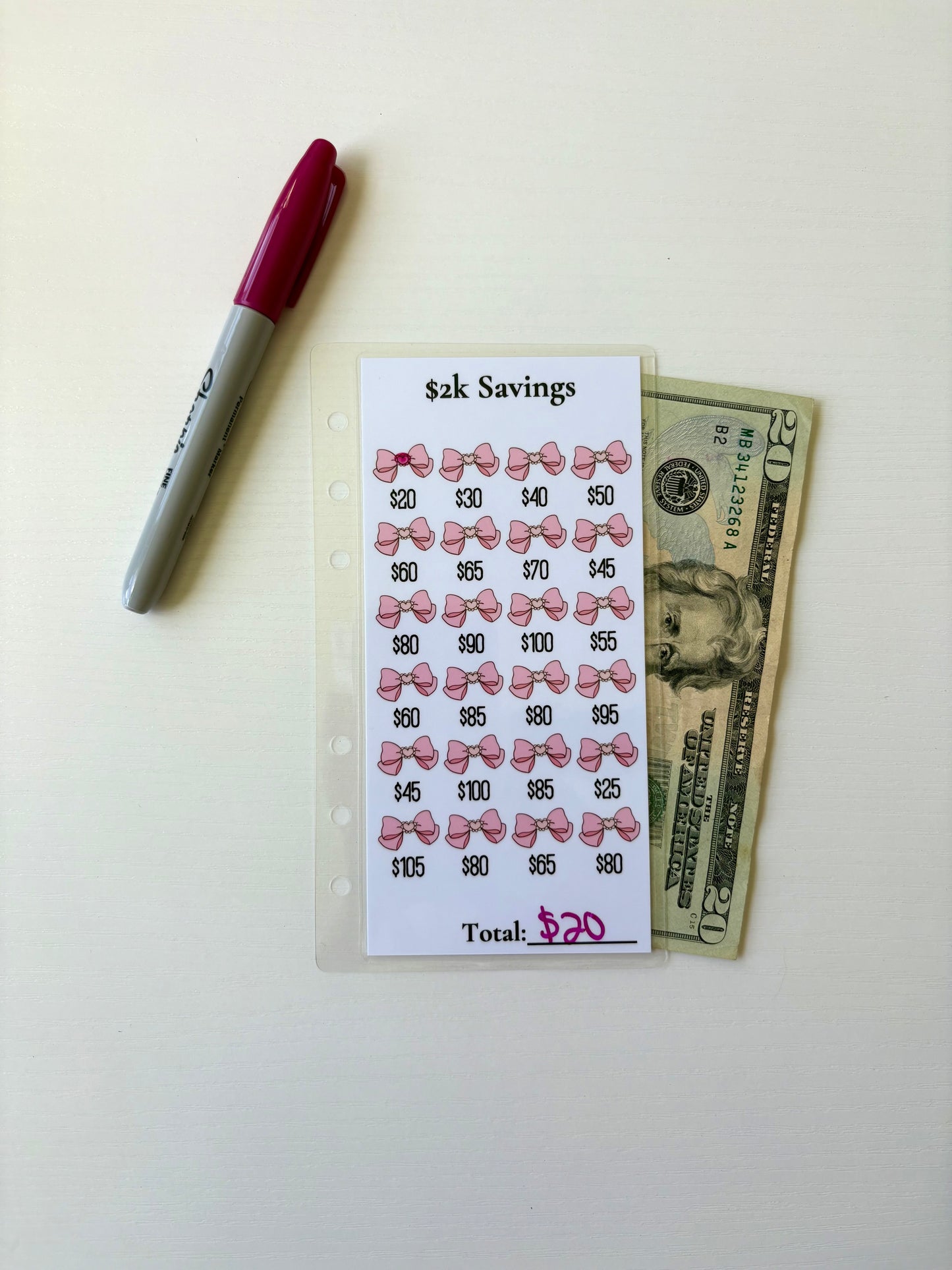 Cute $2k Bow savings challenge