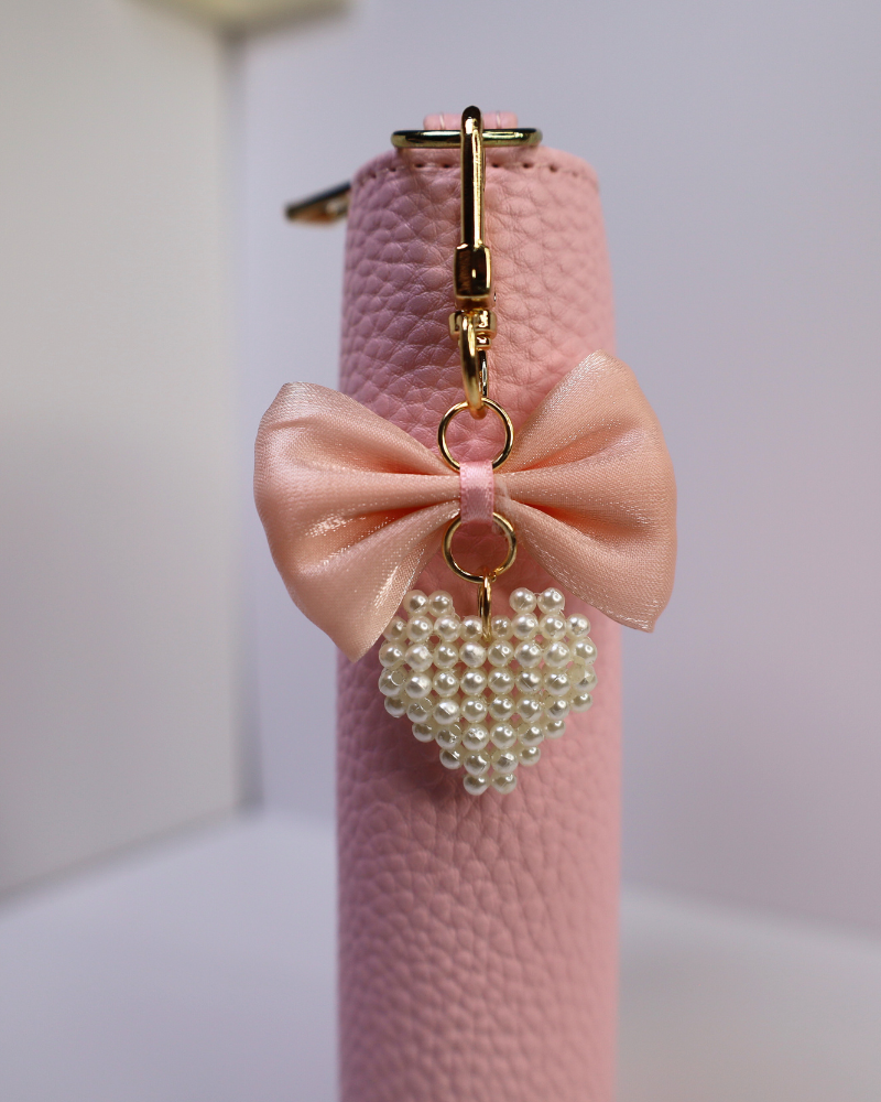 Bow Pearl Heart Charm