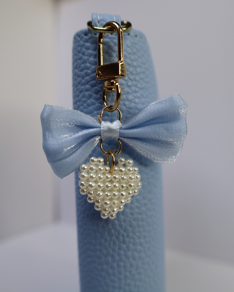 Bow Pearl Heart Charm