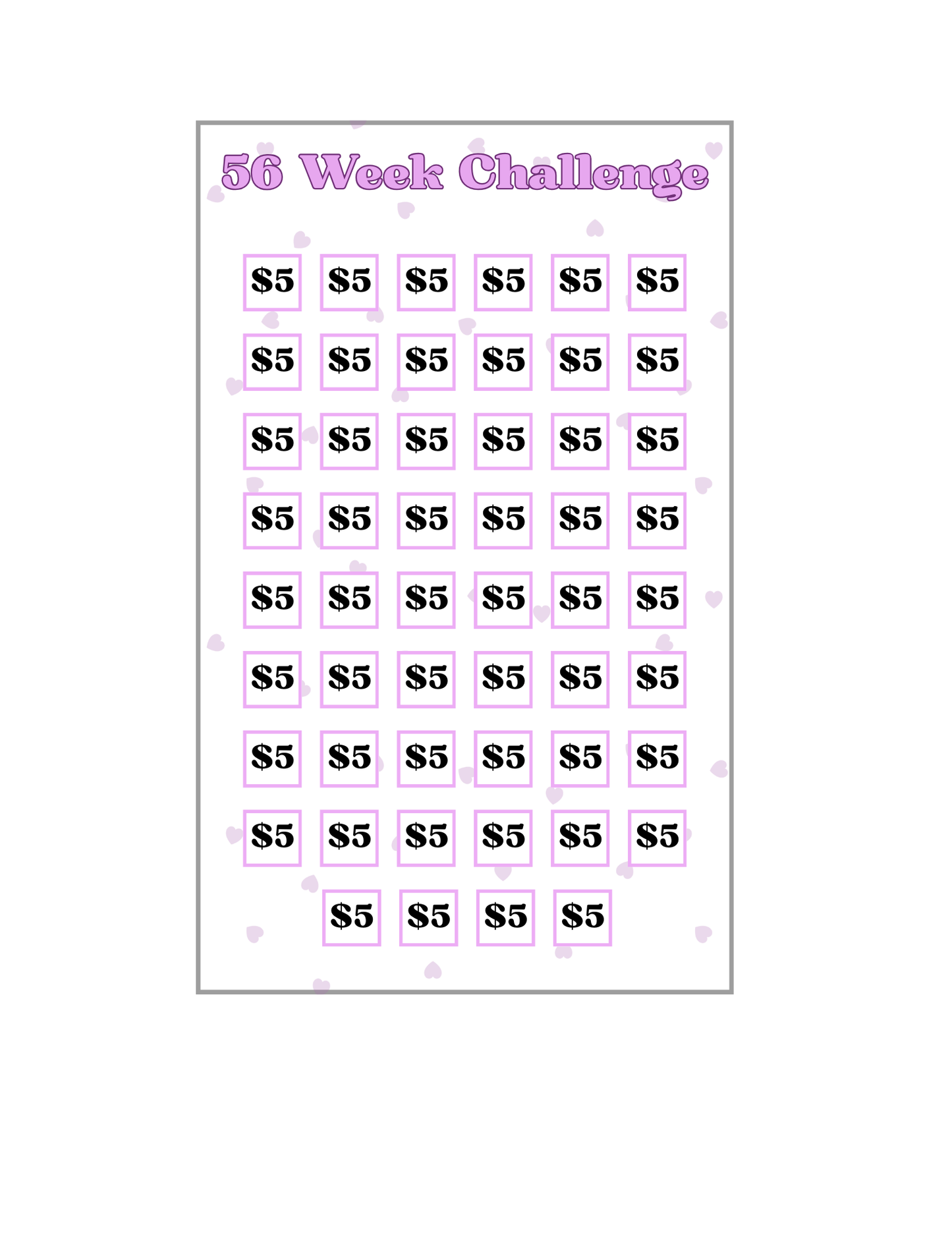 A5 Purple 52 Weeks Savings