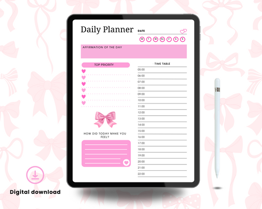 Pink Bow Daily Planner