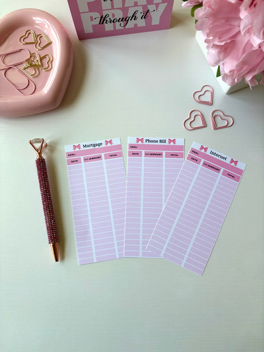 Budget Sheet Inserts Set of 3