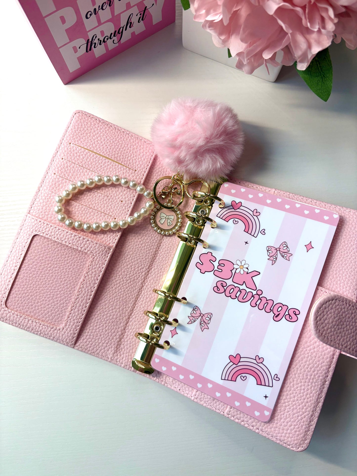 Pink Puff Binder Charm
