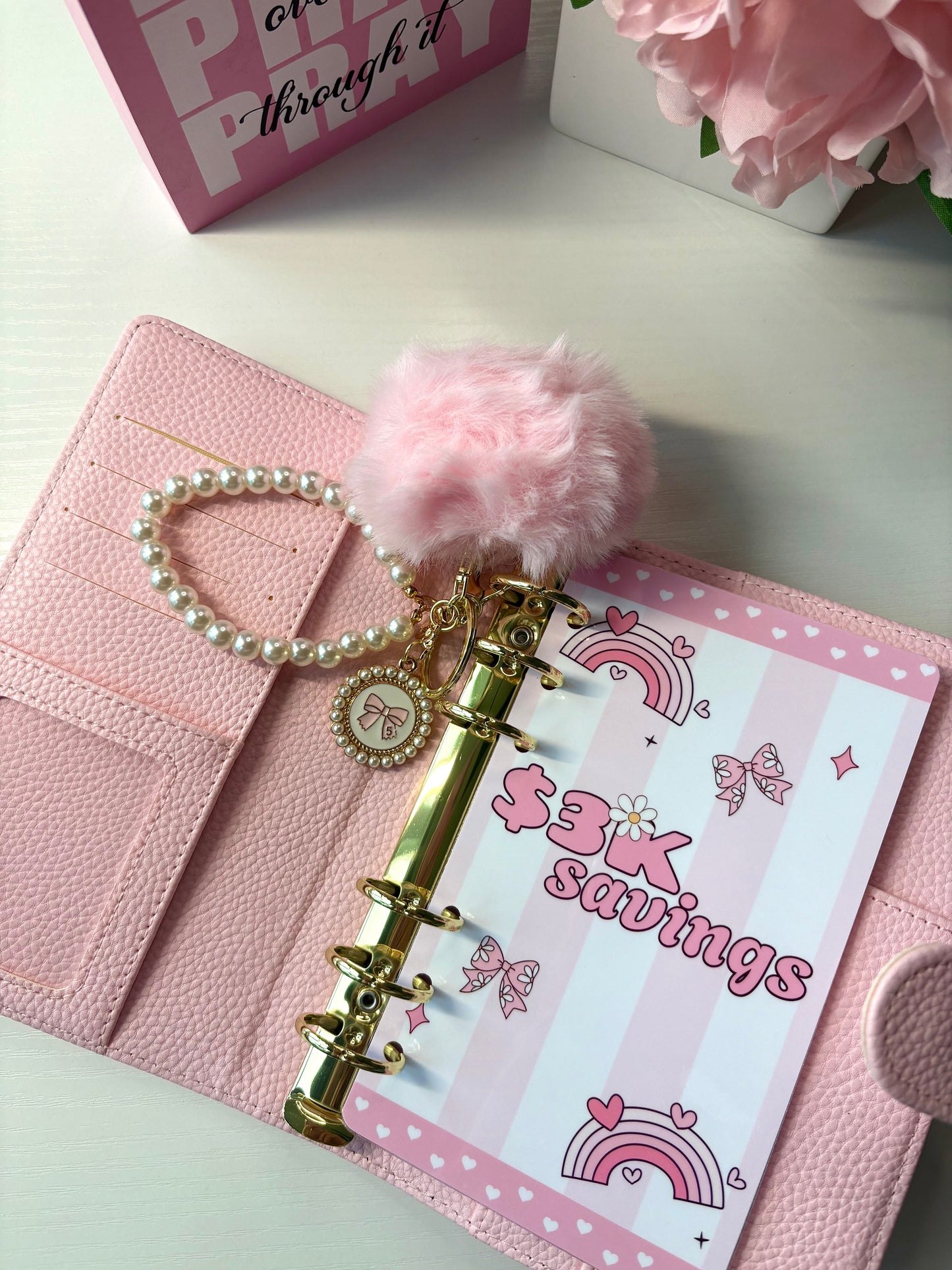 Pink Puff Binder Charm